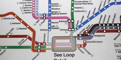 شيكاغو خريطة مترو الانفاق الخط الأزرق
