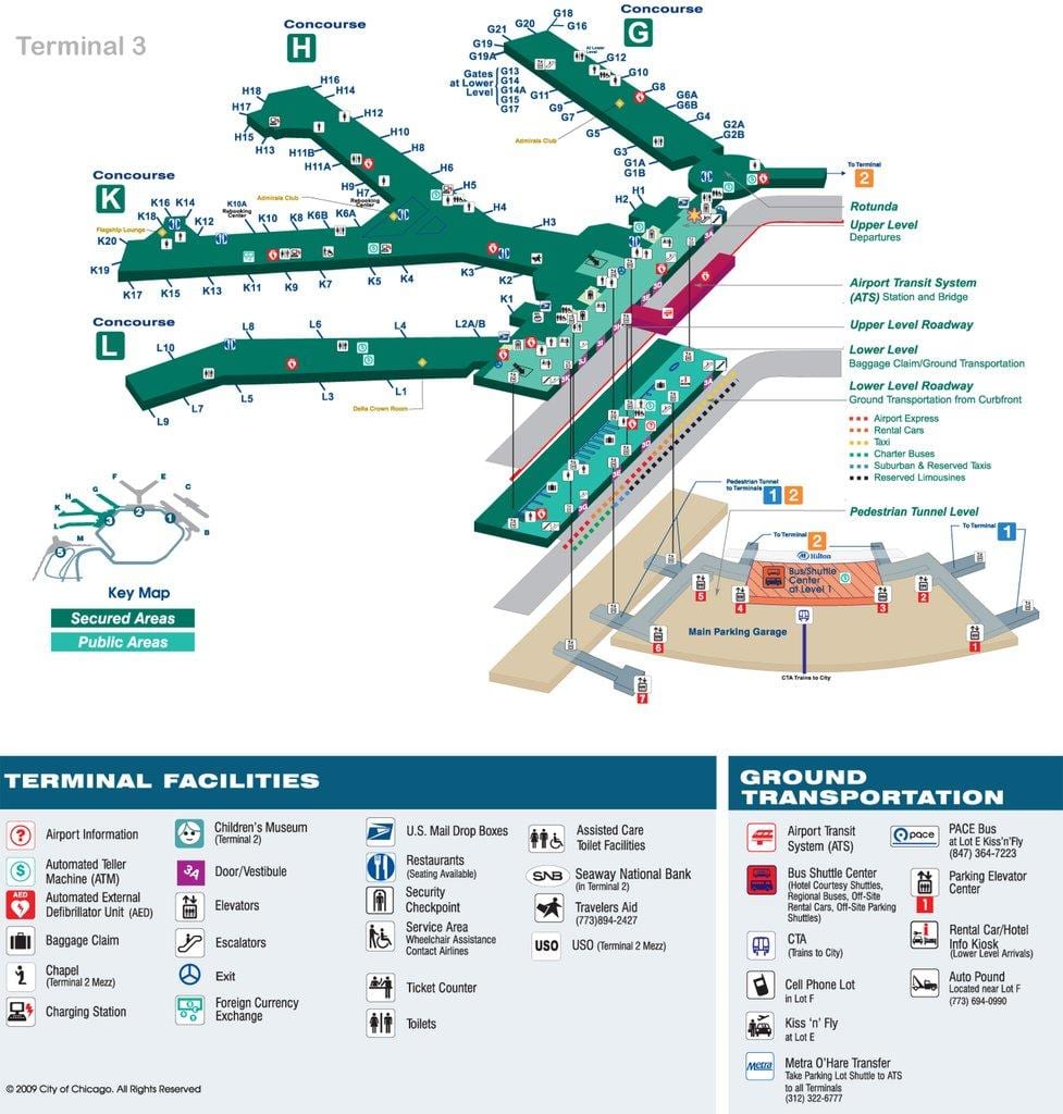 خريطة o'hare airport