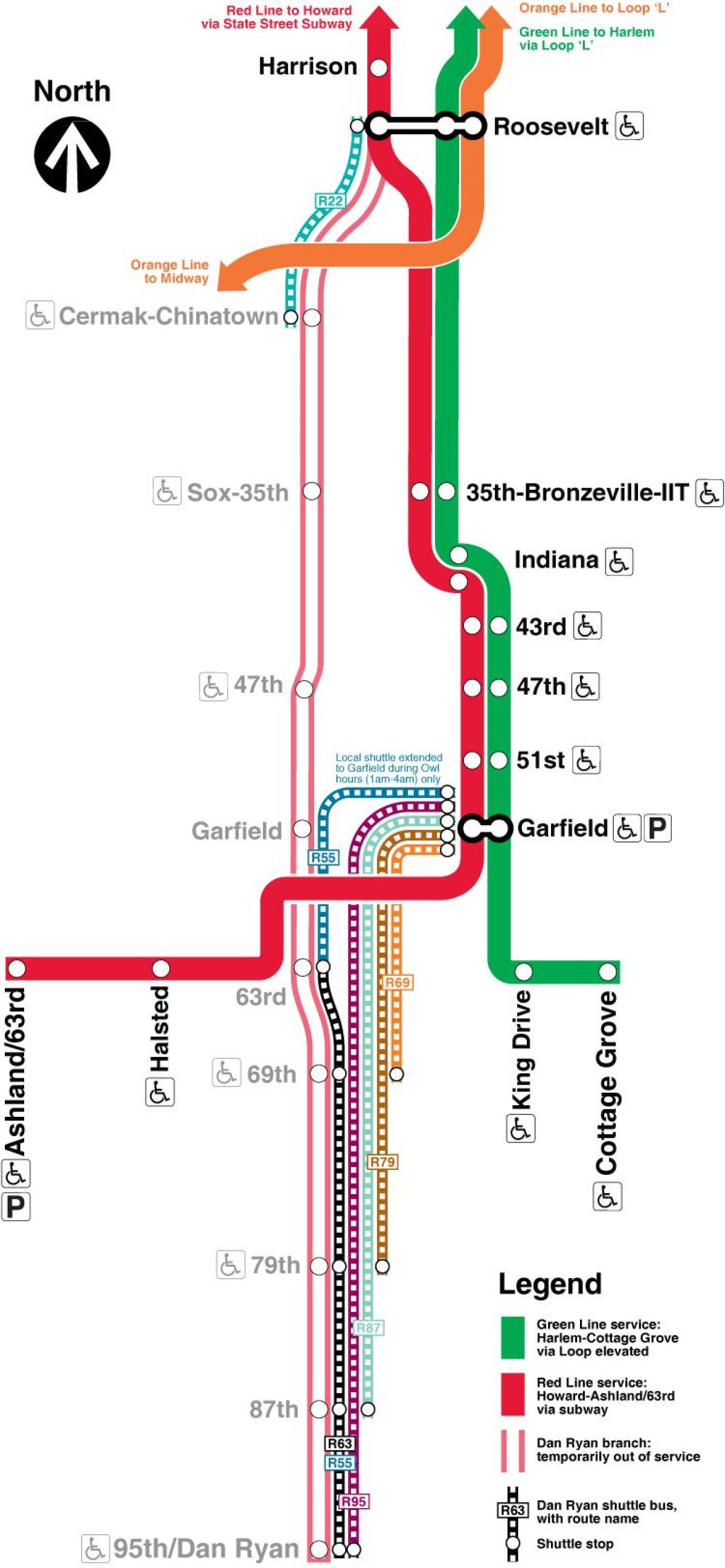شيكاغو خريطة مترو الانفاق خط أحمر