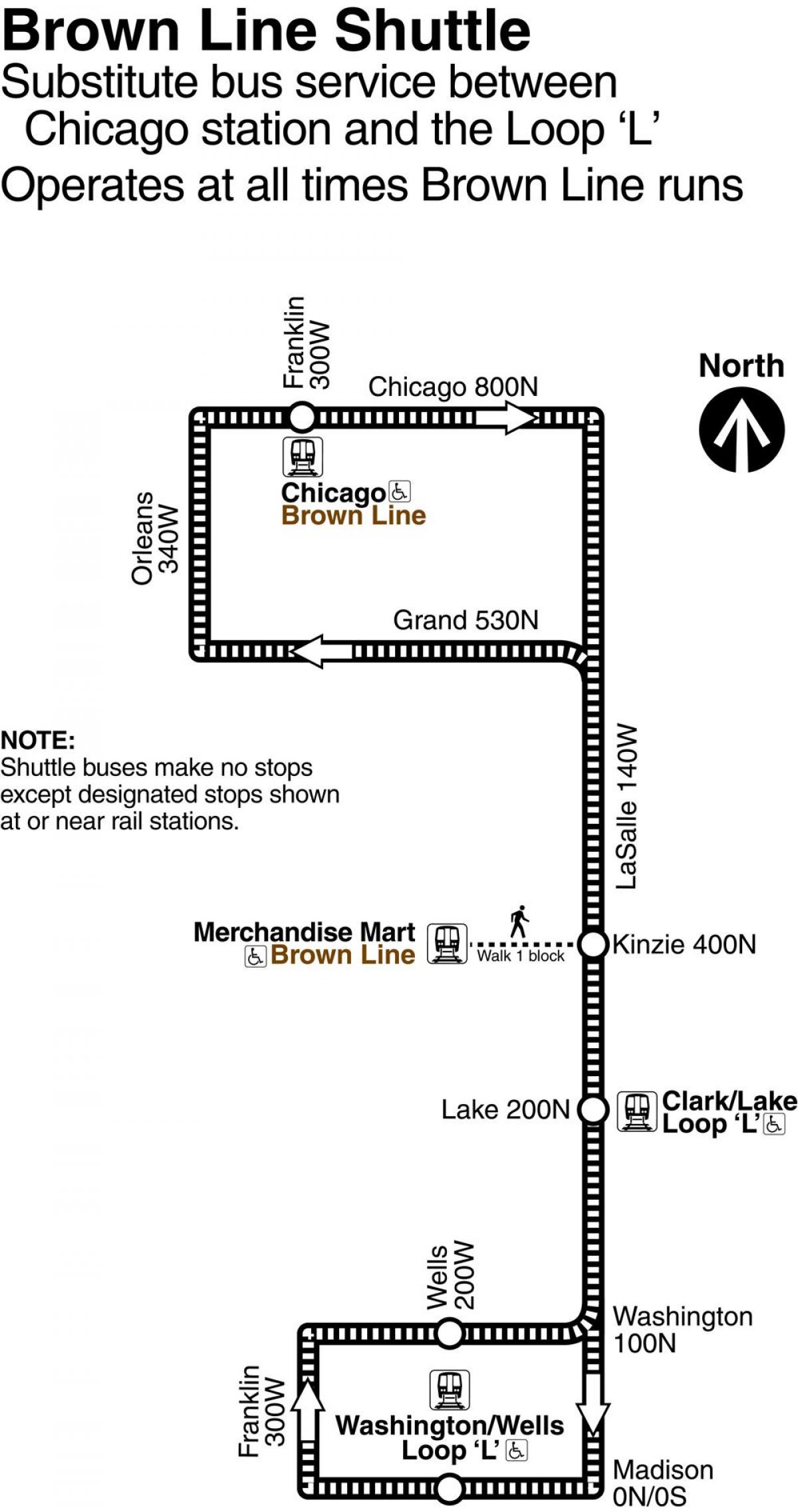 شيكاغو الخط البني خريطة