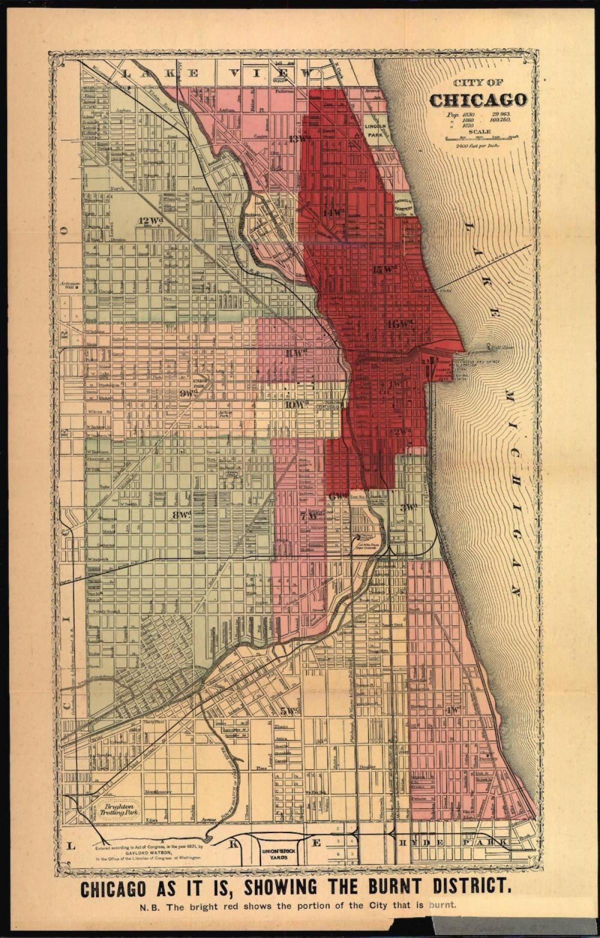 خريطة من حريق شيكاغو الكبير