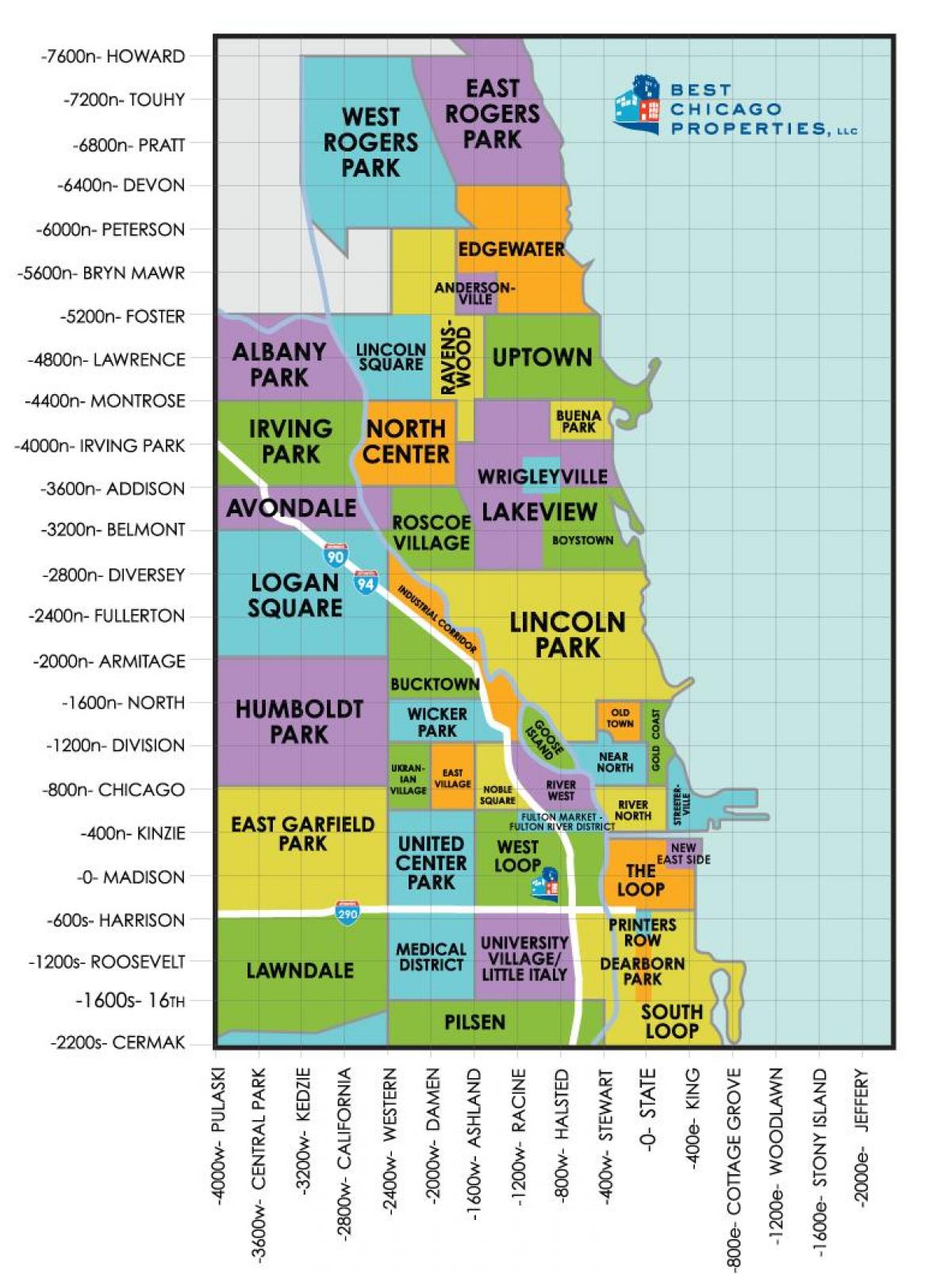 أحياء في شيكاغو خريطة