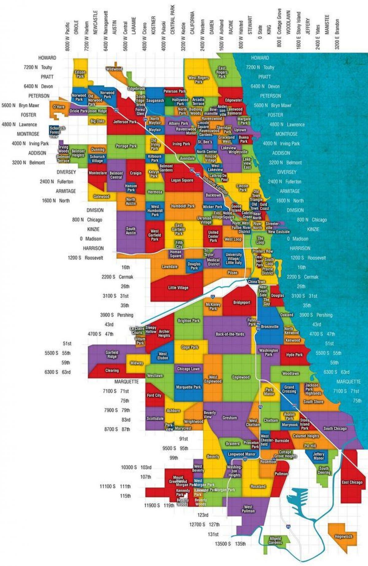 خريطة مدينة شيكاغو وضواحيها