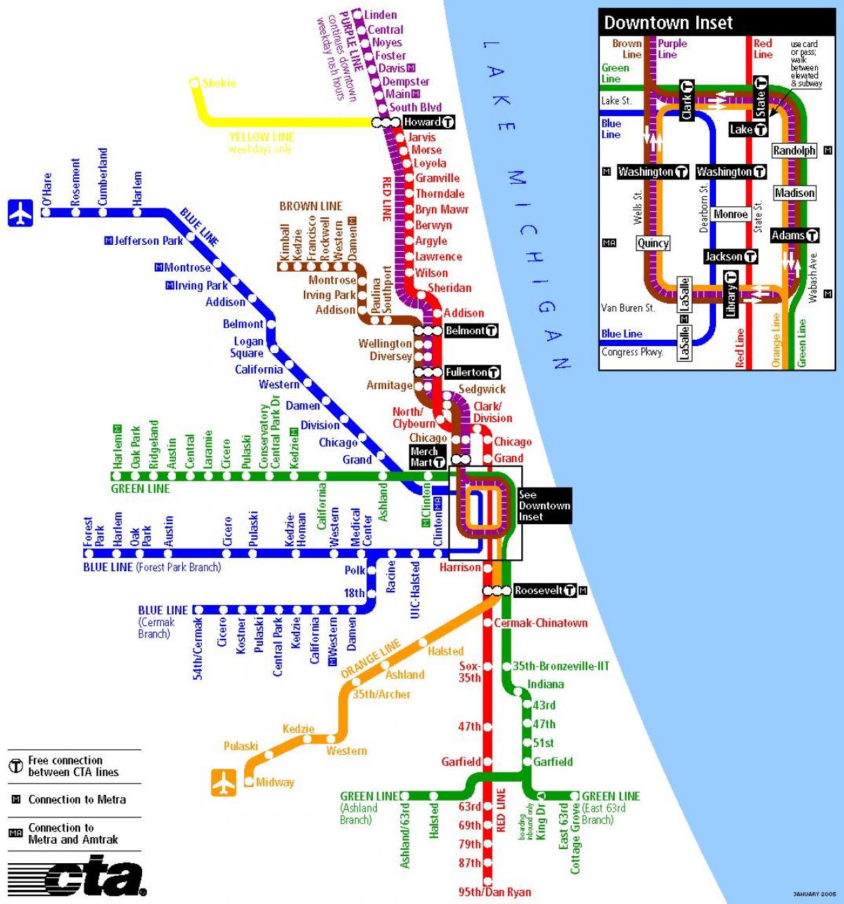 مترو الانفاق في شيكاغو خريطة