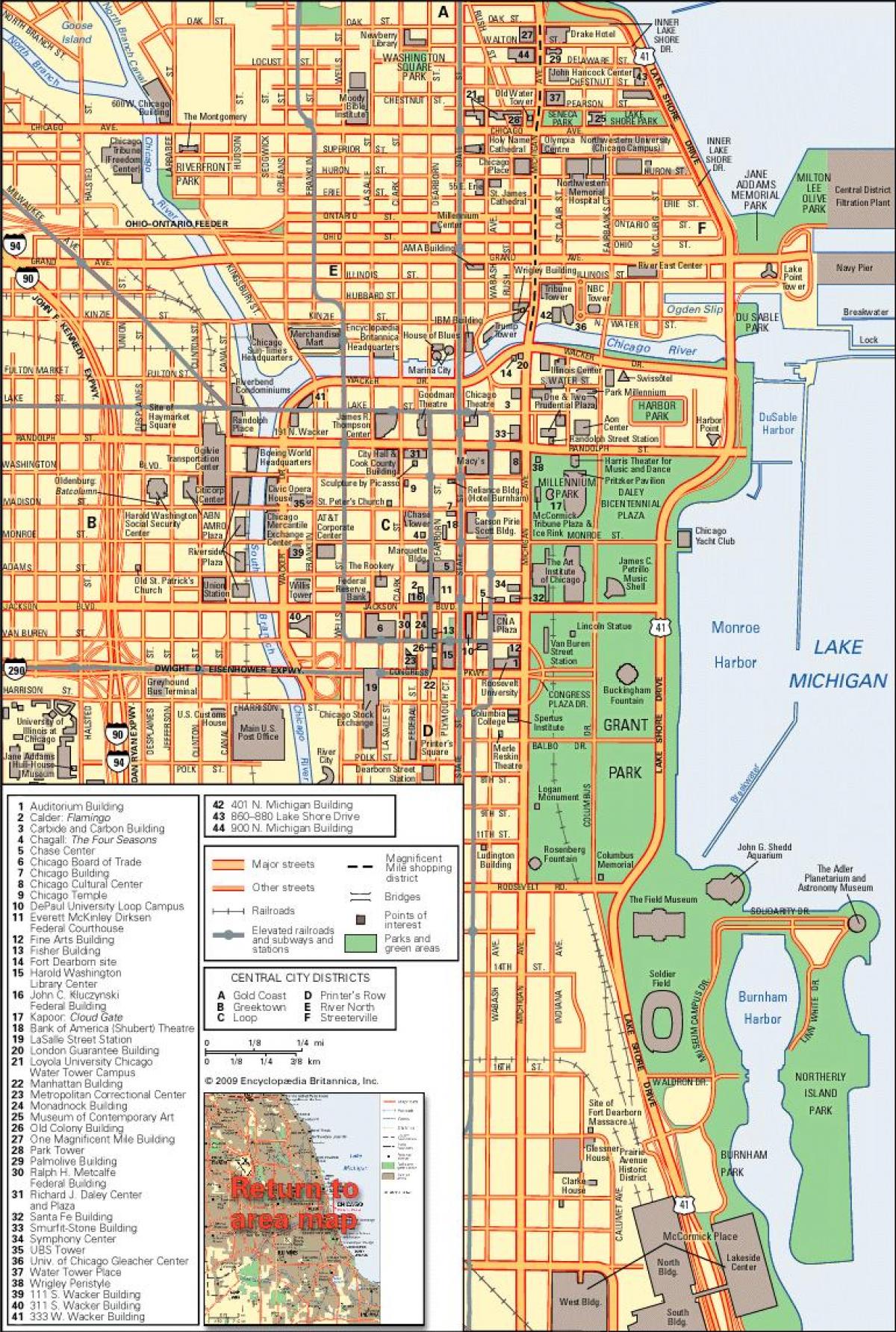 خريطة وسط مدينة شيكاغو