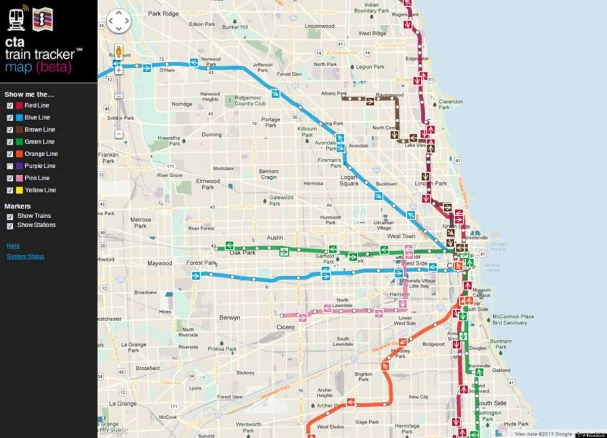 شيكاغو cta القطار خريطة