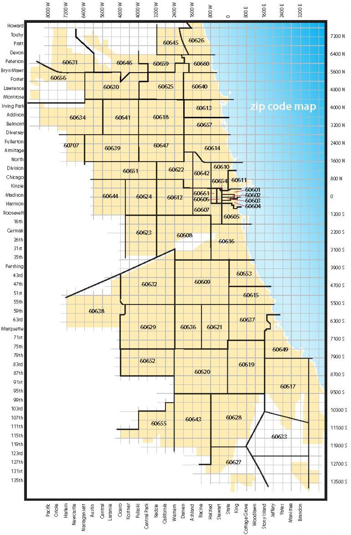 خريطة شيكاغو رموز البريدي