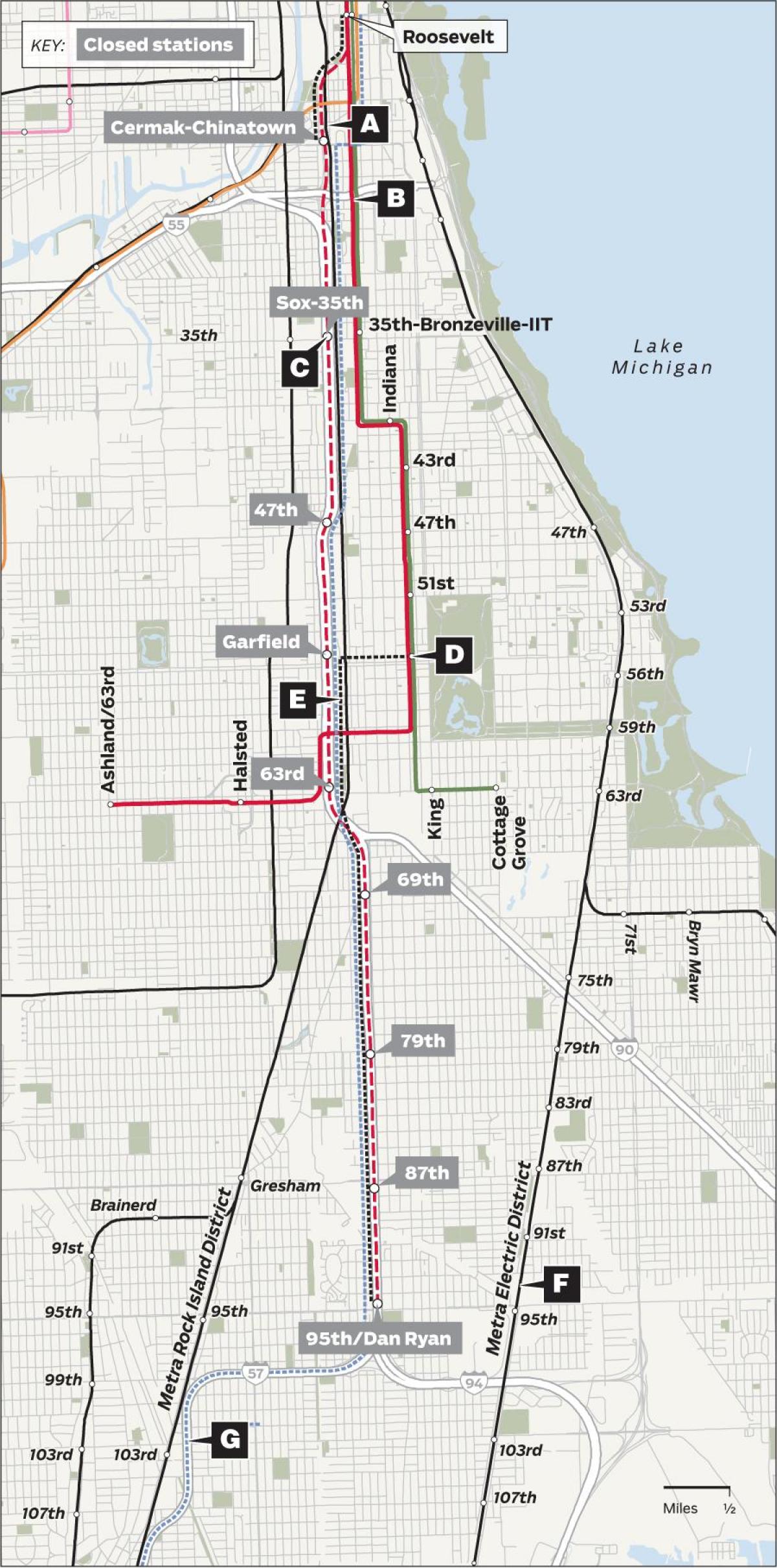 الخط الأحمر شيكاغو خريطة