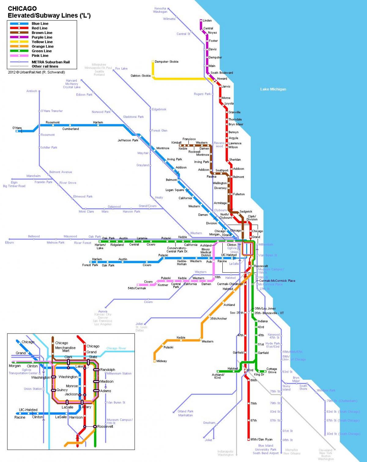 شيكاغو محطة مترو خريطة