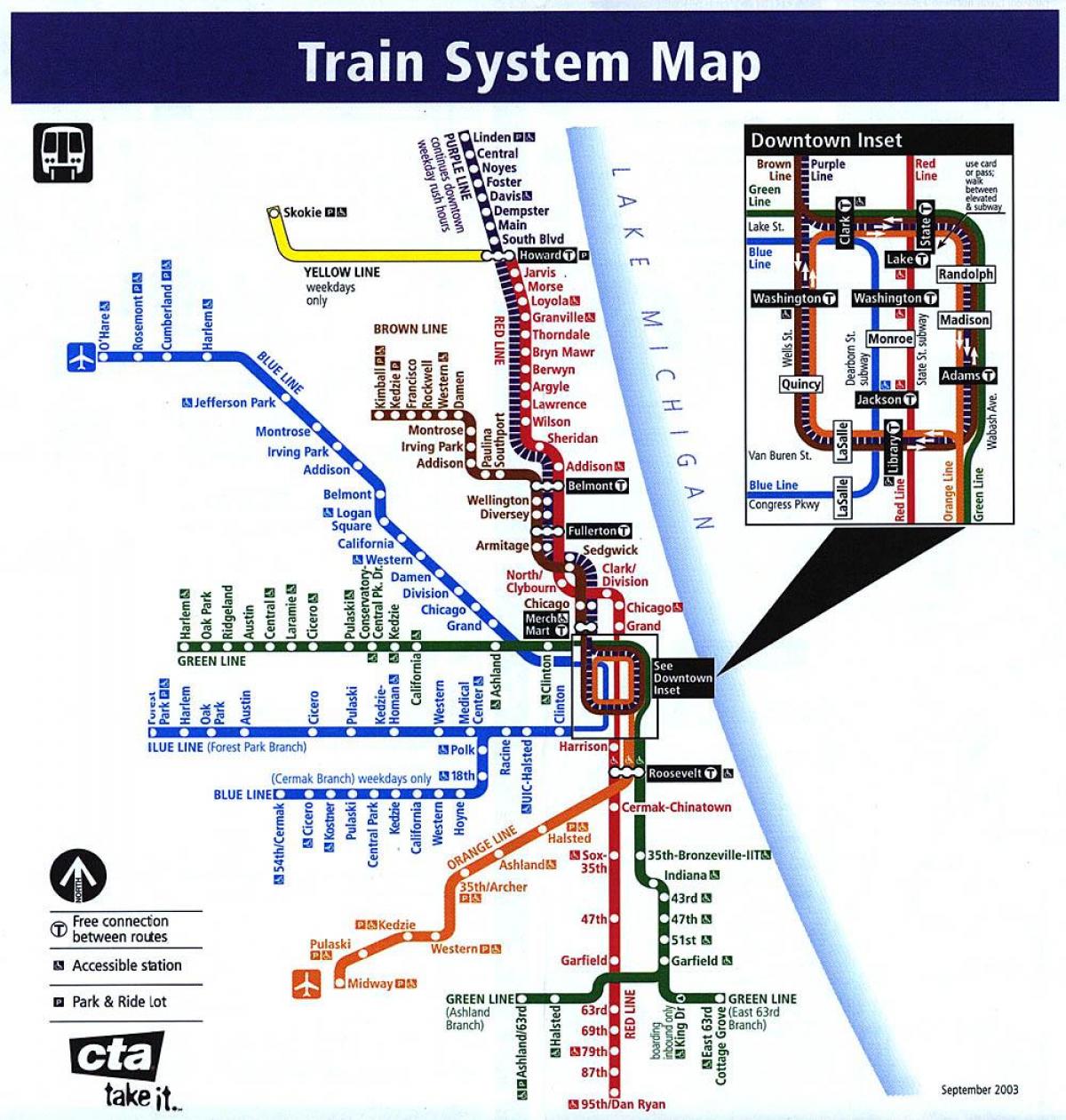 شيكاغو خطوط المترو خريطة