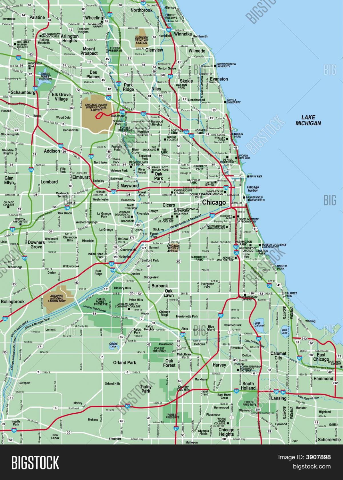 خريطة منطقة شيكاغو