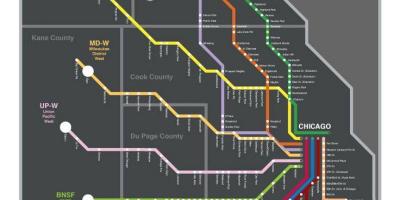 Metra خريطة القطار شيكاغو